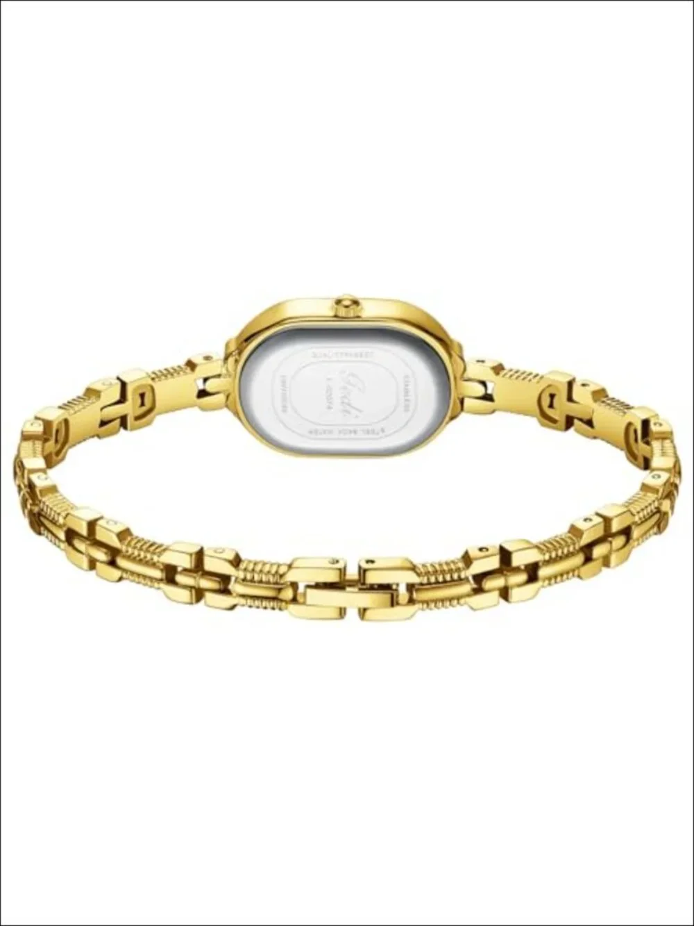 Vintage Petite Gold Bracelet Watch Oval Analog Quartz Luxury Rhinestone